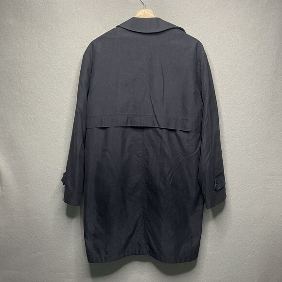 London Fog Mens Trench Coat Medium Regular Blue Black Button-Up Coat With Lining - Picture 6 of 9